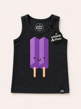Whistle & Flute Kids' Purple Ice Pop Tank / Purple Popsicle Tank Top / Organic